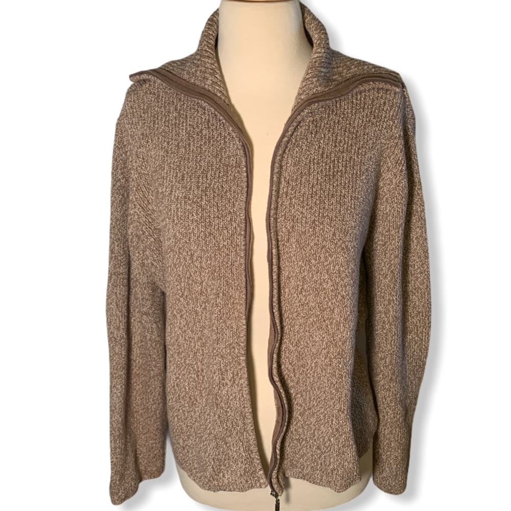 Liz Claiborne Brown Cotton Cardigan, L